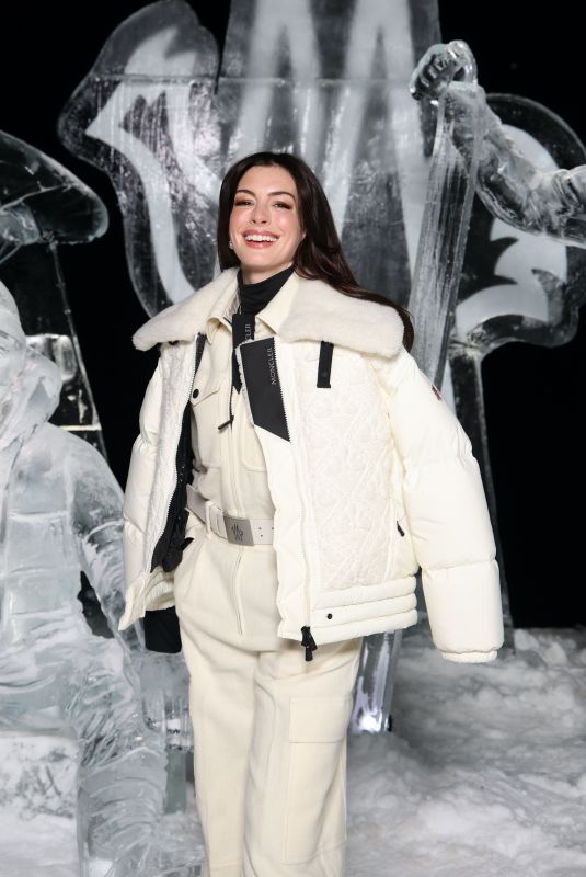 ANNE HATHAWAY at Moncler Grenoble Fall/winter 2024 Fashion Show in St Moritz 02/03/2024