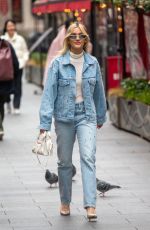 ASHLEY ROBERTS in Double Denim at Global Radio Studios in London 01/31/2024
