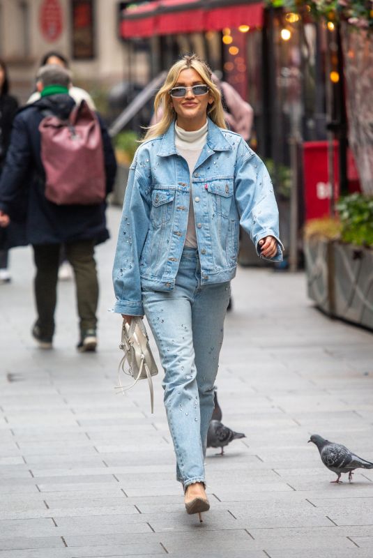 ASHLEY ROBERTS in Double Denim at Global Radio Studios in London 01/31/2024