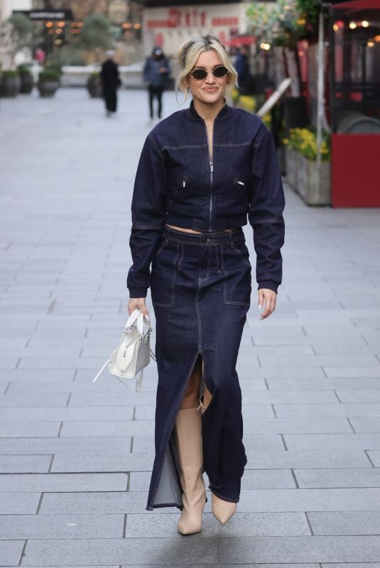 ASHLEY ROBERTS Wearing Double Denim Out in London 02/05/2024