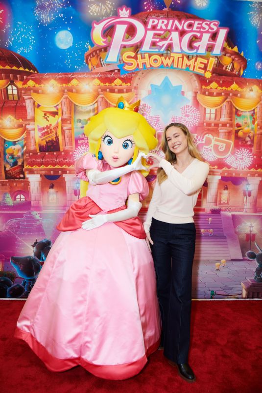 BRIE LARSON Promotes Nintendo Video Game Princess Peach: Showtime! in Los Angeles 02/20/2024