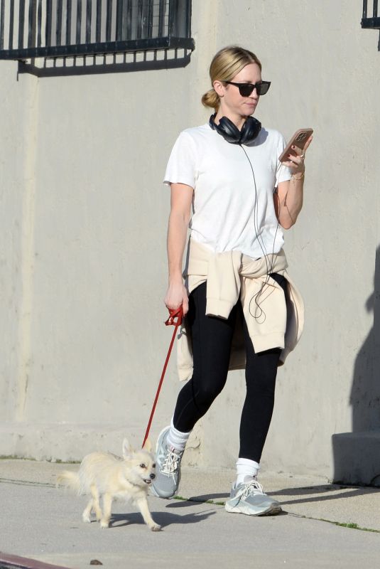 BRITTANY SNOW Out with Her Dog in Los Angeles 02/26/2024