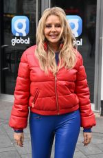 CAROL VORDERMAN in a Blue Jumpsuit Arrives at LBC Radio in London 02/04/2024