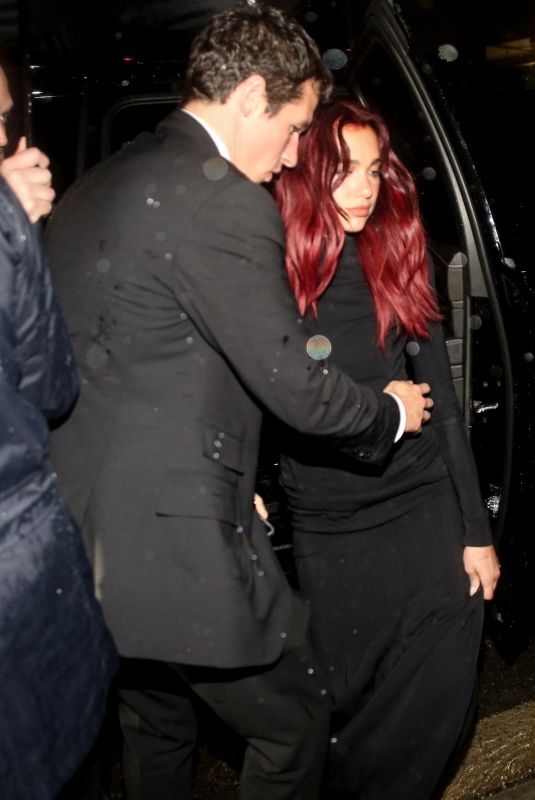 DUA LIPA and Callum Turner Arrives at Grammys Afterparty at Bar Marmont in Los Angeles 02/04/2024