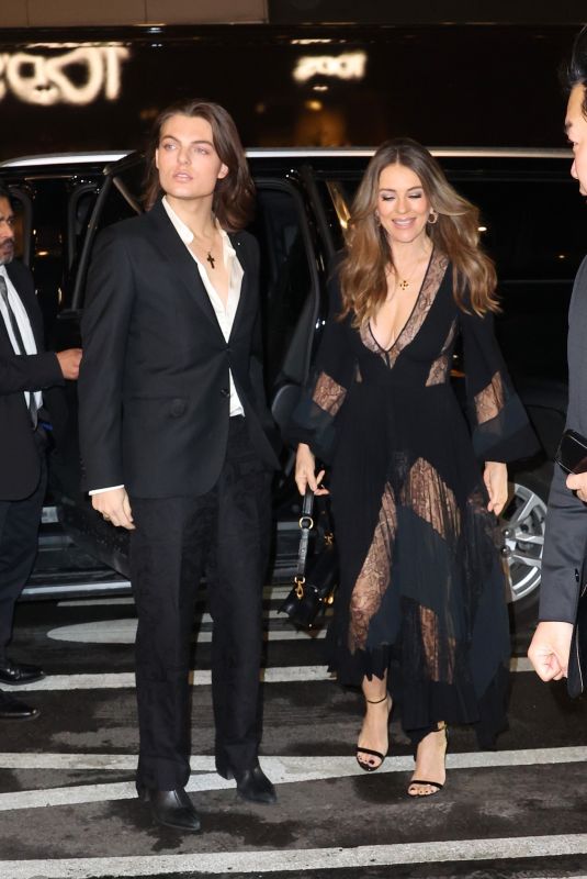 ELIZABETH HURLEY Arrives at Tod’s Cocktail Party and Dinner at New York Ready to Wear Fashion Week 02/13/2024