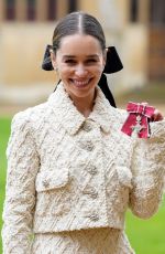EMILIA CLARKE Became a Member of the Order of the British Empire During an Investiture Ceremony at Windsor Castle 02/21/2024