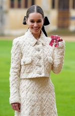 EMILIA CLARKE Became a Member of the Order of the British Empire During an Investiture Ceremony at Windsor Castle 02/21/2024