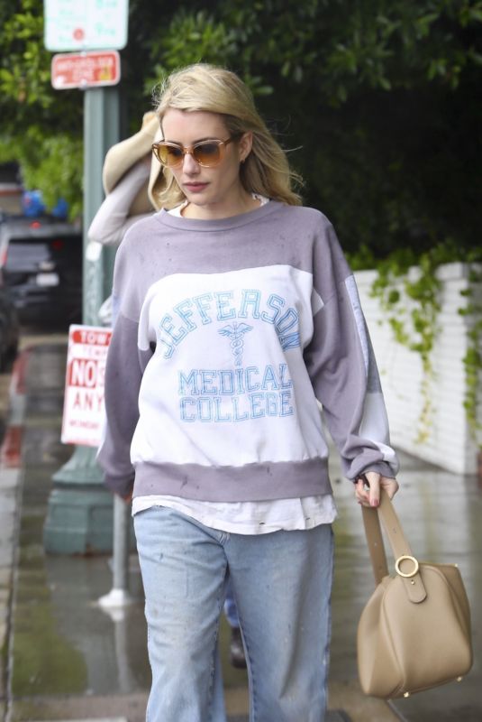 EMMA ROBERTS Leaves Lunch at Chateau Marmont in Los Angeles 02/06/2024