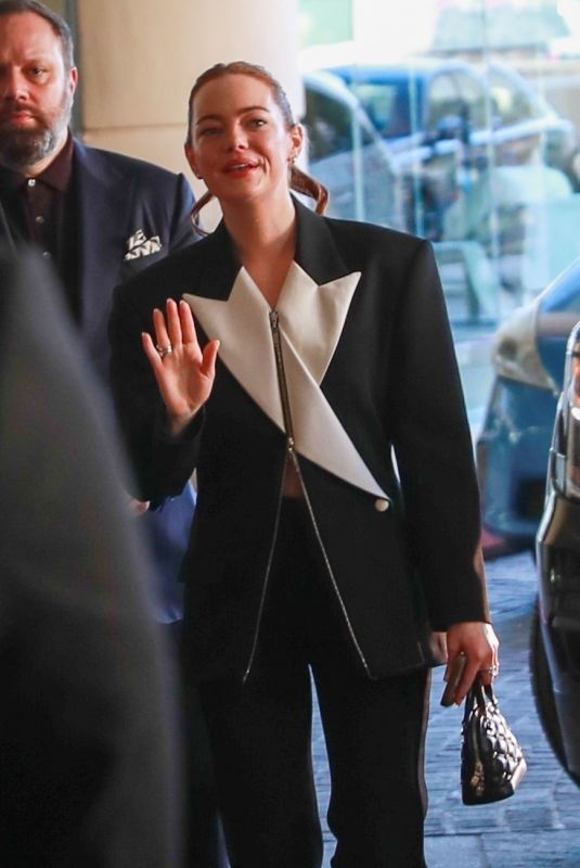 EMMA STONE Arrives at 96th Oscars Nominees Luncheon in Beverly Hills 02/12/2024