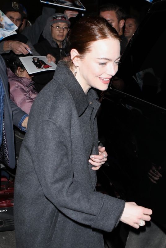 EMMA STONE Leaves Q&A for Poor Things in Los Angeles 02/09/2024