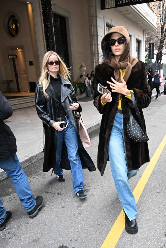 FRIDA AASEN and CINDY MELLO Leaves Their Hotel in Milan 02/23/2024