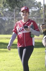 GINA RODRIGUEZ on the Set Dressed in a Baseball Uniform in Los Angeles 02/15/2024