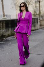 HIBA TAWAJI Arrives at Elie Saab Spring/Summer 2024 Haute Couture Show in Paris 01/24/2024