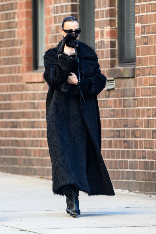 IRINA SHAYK Out with Her Dog in New York 02/07/2024