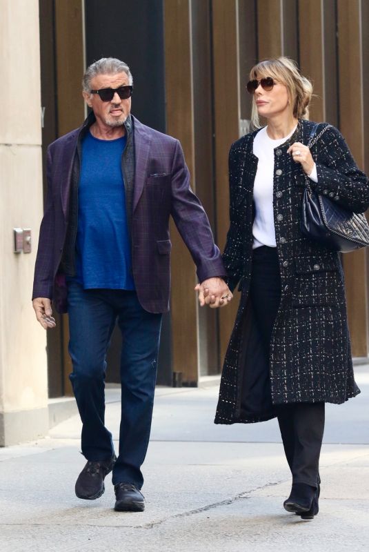 JENNIFER FLAVIN and Sylvester Stallone Out in New York 02/09/2024