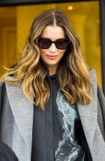 JESSICA BIEL Leaves Palazzo Parigi Hotel in Milan 02/21/2024