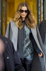 JESSICA BIEL Leaves Palazzo Parigi Hotel in Milan 02/21/2024