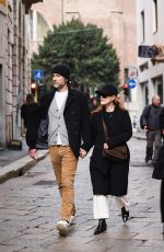 JULIANNE MOORE and Bart Freundlich Out at Milan Fashion Week 02/24/2024