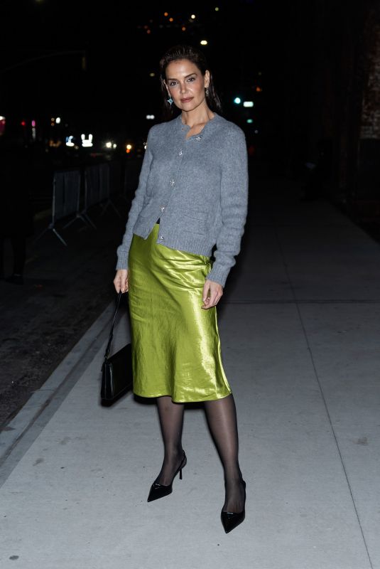 KATIE HOLMES Arrives at Prada Beauty Party at New York Fashion Week 02/09/2024
