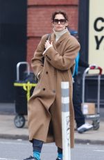 KATIE HOLMES in a Brown Coat Out in New York 02/13/2024