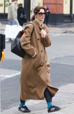 KATIE HOLMES in a Brown Coat Out in New York 02/13/2024