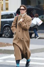 KATIE HOLMES in a Brown Coat Out in New York 02/13/2024