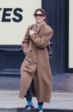 KATIE HOLMES in a Brown Coat Out in New York 02/13/2024