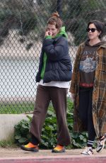 KATIE MALONEY Out with a Friend in Los Angeles 02/08/2024