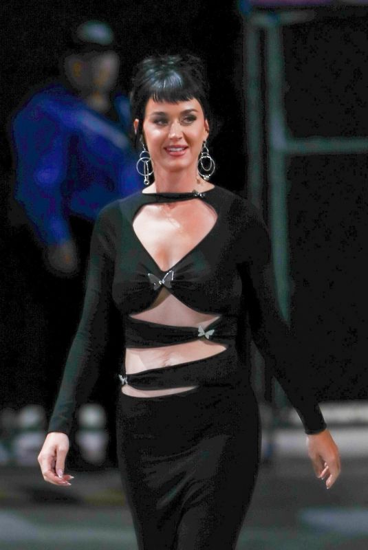 KATY PERRY Arrives at Jimmy Kimmel Live in Hollywood 02/12/2024