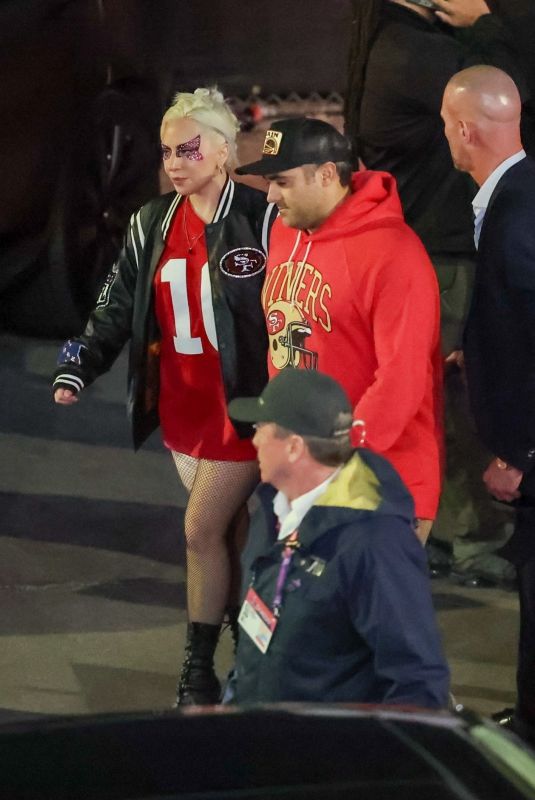 LADY GAGA Leaves Super Bowl LVIII in Las Vegas 02/11/2024