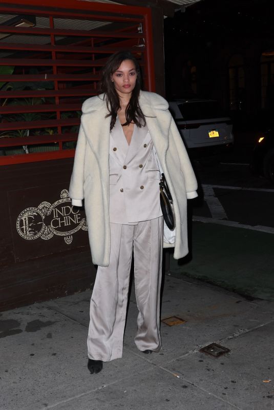 LAMEKA FOX Arrives at Frame Denim’s Fashion Week Dinner in New York 02/12/2024