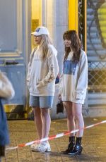LILY COLLINS and CAMILLE RAZAT on the Set of Emily in Paris in Paris 02/16/2024