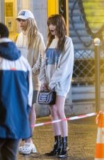 LILY COLLINS and CAMILLE RAZAT on the Set of Emily in Paris in Paris 02/16/2024