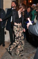 LILY COLLINS Leaves YSL Afterparty at Paris Fashion Week 02/27/2024