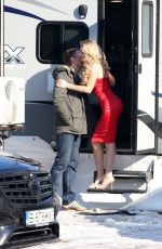 LOTTIE MOSS and Connor Storrie Outside Her Trailer on the Set of April X in Bucharest 02/05/2024