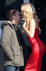 LOTTIE MOSS and Connor Storrie Outside Her Trailer on the Set of April X in Bucharest 02/05/2024
