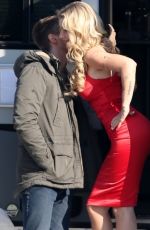 LOTTIE MOSS and Connor Storrie Outside Her Trailer on the Set of April X in Bucharest 02/05/2024