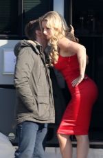 LOTTIE MOSS and Connor Storrie Outside Her Trailer on the Set of April X in Bucharest 02/05/2024