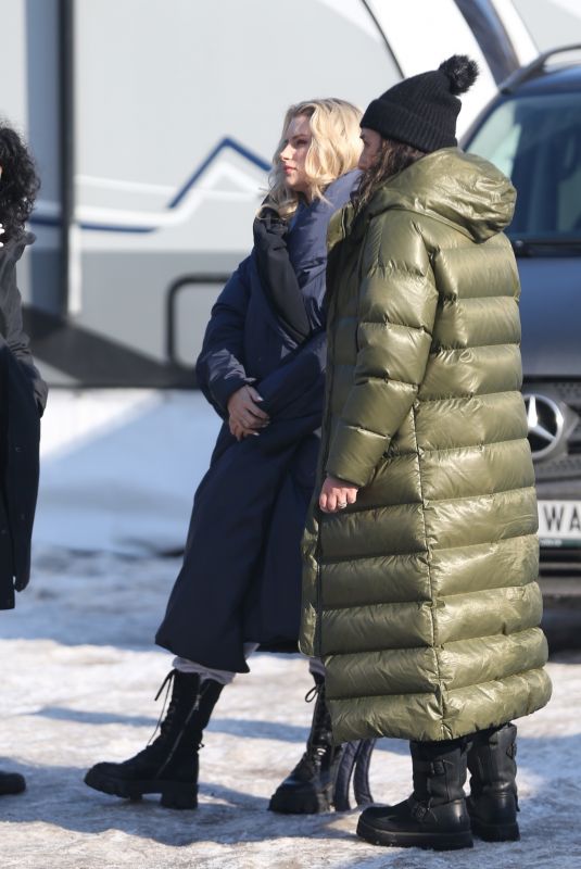 LOTTIE MOSS with Her Makeup Artist and Wardrobe Assistant in Bucharest 02/13/2024