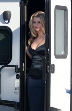 LOTTIE MOSSat her Diana Trailer on the Set of April X in Bucharest 02/06/2024