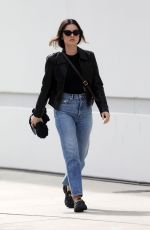 LUCY HALE in Denim and Leather Out in West Hollywood 02/16/2024