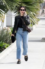 LUCY HALE in Denim and Leather Out in West Hollywood 02/16/2024