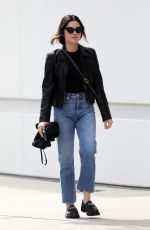 LUCY HALE in Denim and Leather Out in West Hollywood 02/16/2024
