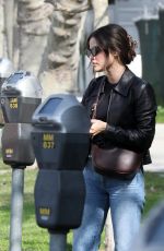 LUCY HALE in Denim and Leather Out in West Hollywood 02/16/2024