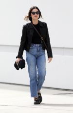 LUCY HALE in Denim and Leather Out in West Hollywood 02/16/2024