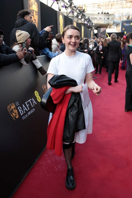 MAISIE WILLIAMS Arrives at EE Bafta Film Awards 2024 in London 02/18/2024