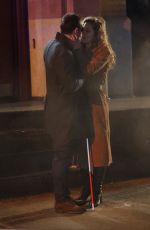 MARGARITA LEVIEA Shoots an Kissing Scene for Daredevil: Born Again Series in New York 01/31/2024