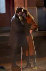 MARGARITA LEVIEA Shoots an Kissing Scene for Daredevil: Born Again Series in New York 01/31/2024