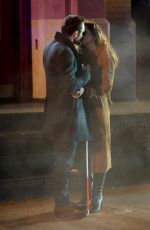 MARGARITA LEVIEA Shoots an Kissing Scene for Daredevil: Born Again Series in New York 01/31/2024