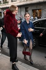 MAUDE APATOW Arrives at Palazzo Parigi at Milan Fashion Week 02/23/2024